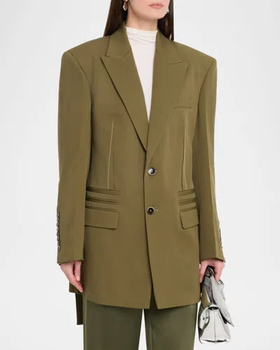 Christopher John Rogers Oversized Cinched-back Single-breasted Jacket In Green