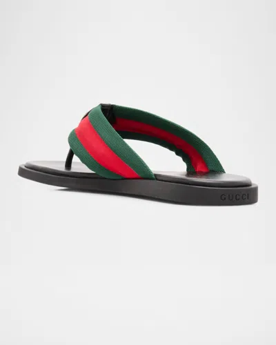 Gucci Web Stripe-embellished Flip Flops In Multi