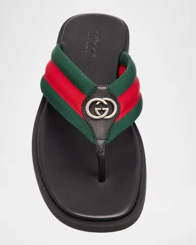 Gucci Web Stripe-embellished Flip Flops In Multi