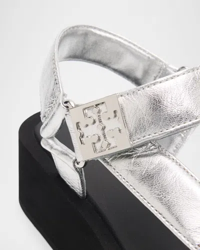 Tory Burch Mellow Metallic Leather Platform Sandals In Multi