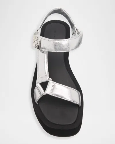 Tory Burch Mellow Metallic Leather Platform Sandals In Multi