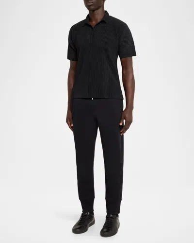 Issey Miyake Ns Black Bascis V-neck Regular-fit Knitted Polo Shirt In Black