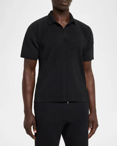 Issey Miyake Ns Black Bascis V-neck Regular-fit Knitted Polo Shirt In Black