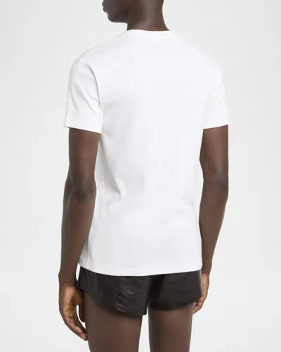 Tom Ford White Crewneck T-shirt With Logo Embroidery On The Front And Perforated Design In Cotton Man In White