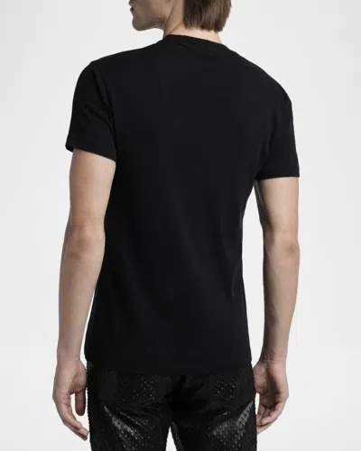 Tom Ford Crewneck T-shirt With Logo Embroidery On The Front And Perforated Design In Cotton Man In Black