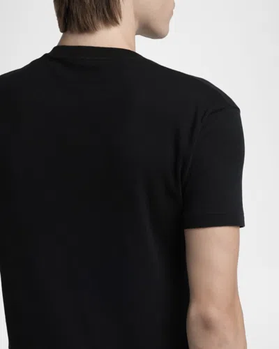 Tom Ford Crewneck T-shirt With Logo Embroidery On The Front And Perforated Design In Cotton Man In Black