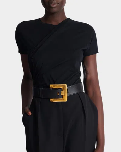 Balmain Anthem Leather Belt In Black