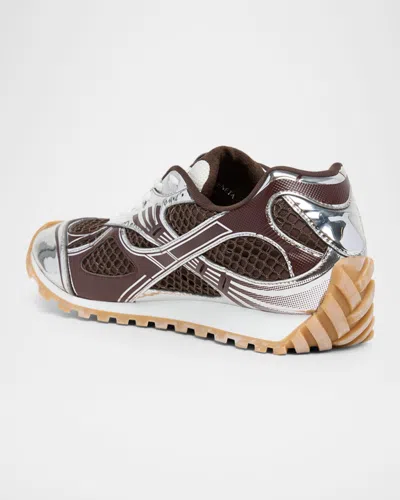 Bottega Veneta Men Fondant And Silver Technical Fabric And Mesh Orbit Sneakers In Multi