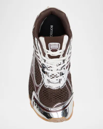 Bottega Veneta Men Fondant And Silver Technical Fabric And Mesh Orbit Sneakers In Multi