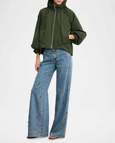 Veronica Beard Circe Faille Bubble Jacket In Green