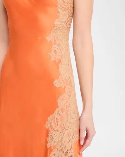 A.l.c Lou Lace-embroidered One-shoulder Slip Dress In Orange
