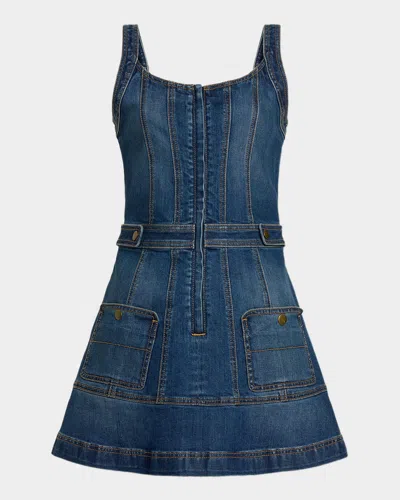 Ramy Brook Karla Scoop Neck Denim Mini Dress In Blue
