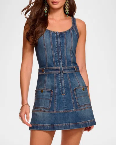 Ramy Brook Karla Scoop Neck Denim Mini Dress In Blue