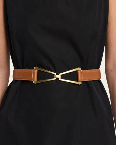 Veronica Beard V Leather Belt In Brown