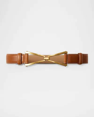Veronica Beard V Leather Belt In Brown