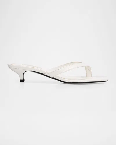 Totême Off-white Croco-embossed Leather Heeled Flip-flop Sandals