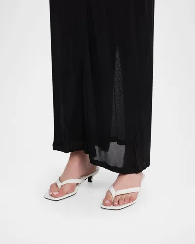 Totême Off-white Croco-embossed Leather Heeled Flip-flop Sandals