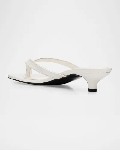 Totême Off-white Croco-embossed Leather Heeled Flip-flop Sandals
