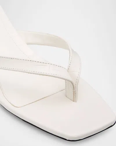 Totême Off-white Croco-embossed Leather Heeled Flip-flop Sandals