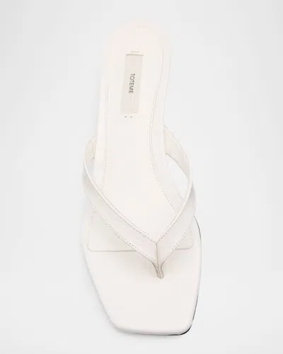 Totême Off-white Croco-embossed Leather Heeled Flip-flop Sandals
