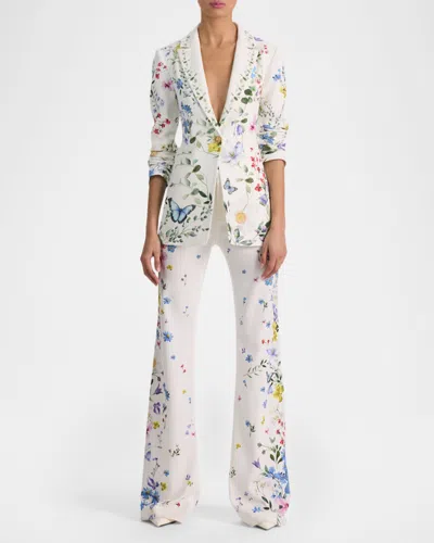 Alice And Olivia Breann Long Fitted Blazer In White