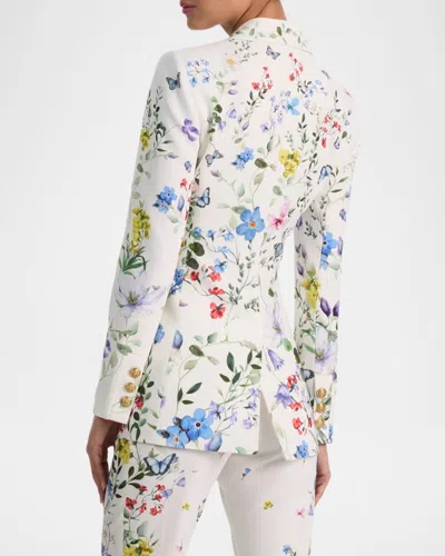 Alice And Olivia Breann Long Fitted Blazer In White