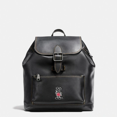 Coach Mickey Rainger Backpack In Glovetanned Leather In : Dark Gunmetal/black