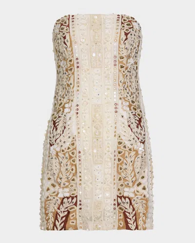 Ramy Brook Doris Strapless Beaded Mini Dress In Multi