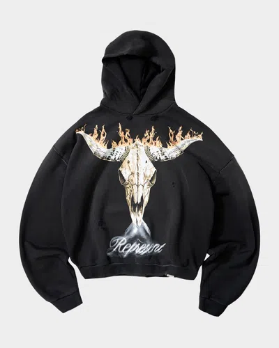 Represent Stylish Stained Sweater For Men In Black