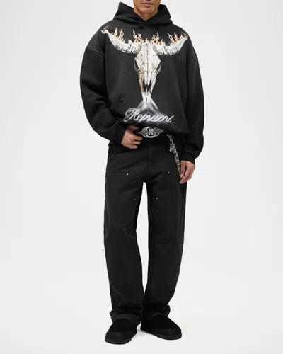 Represent Stylish Stained Sweater For Men In Black