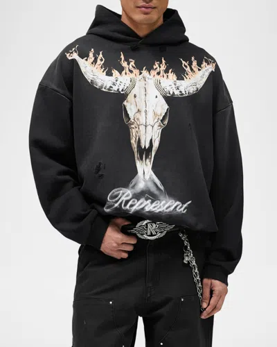 Represent Stylish Stained Sweater For Men In Black