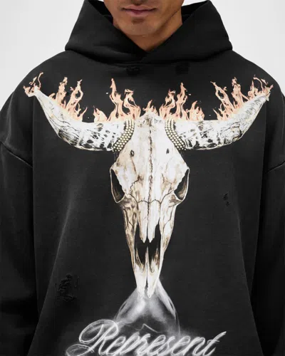 Represent Stylish Stained Sweater For Men In Black