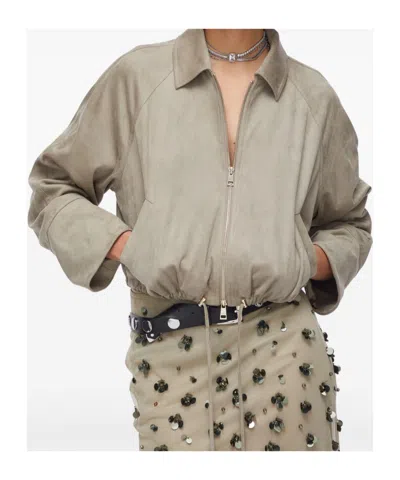 Liu •jo Drawstring Suede Bomber Jacket In Brown