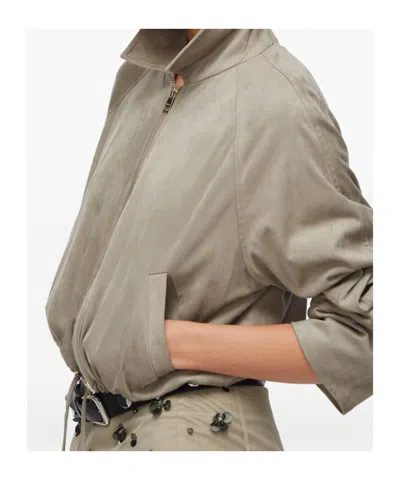 Liu •jo Drawstring Suede Bomber Jacket In Brown