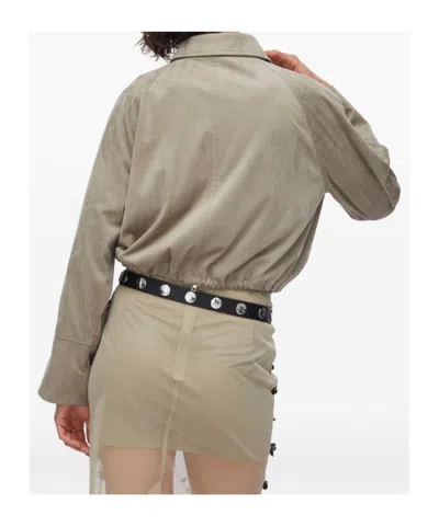 Liu •jo Drawstring Suede Bomber Jacket In Brown