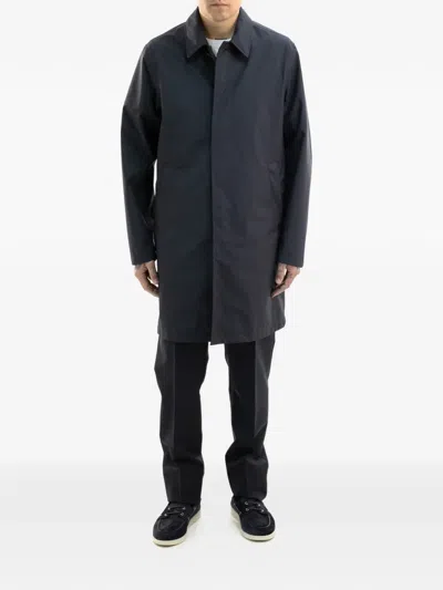 Herno Point-collar Coat In Blue