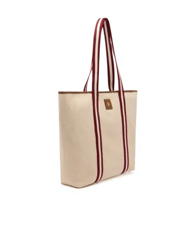 Bally Striped-panel Top Handle Bag In Brown