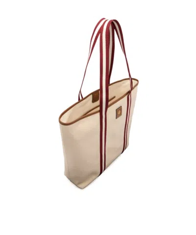 Bally Striped-panel Top Handle Bag In Brown