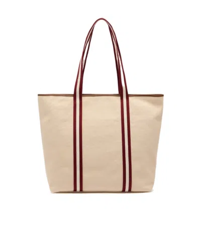 Bally Striped-panel Top Handle Bag In Brown
