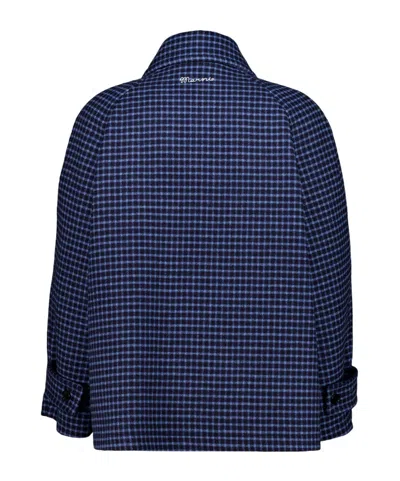 Marni Buttoned Checked Jacket In Blue