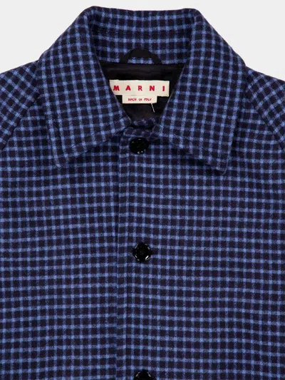 Marni Buttoned Checked Jacket In Blue
