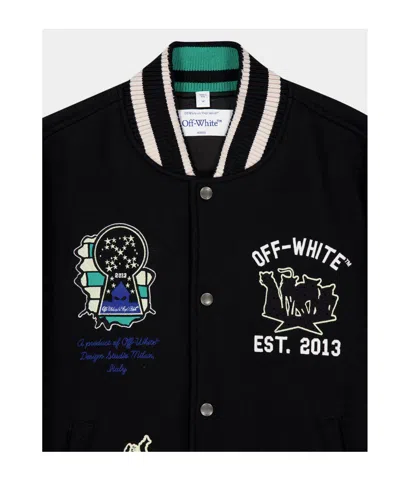 Off-white Embroidered Varsity Jacket In Black