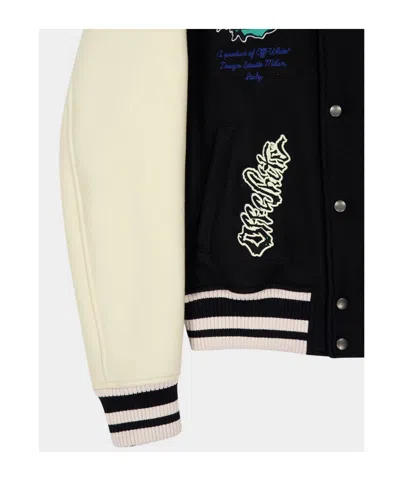 Off-white Embroidered Varsity Jacket In Black