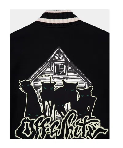 Off-white Embroidered Varsity Jacket In Black