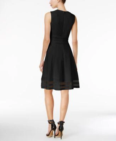 Shop Calvin Klein Petite Illusion Fit &amp; Flare Dress In Black