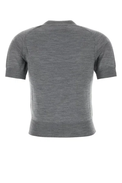 Ami Alexandre Mattiussi Ami Paris Embroidered Heart Round Collar Short Sleeve Sweater In Gray