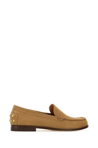Tod's Beige Loafers With Embossed Logo And Stud Details On The Back In Leather Woman In Brown