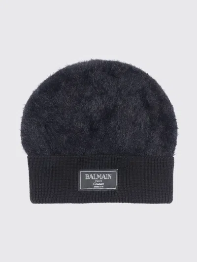 Balmain Logo-patch Beanie In Black