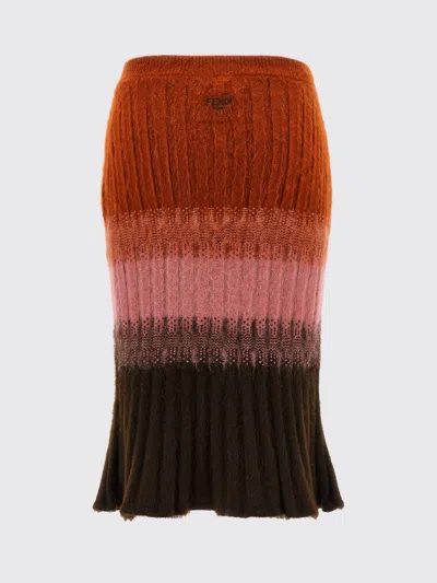 Fendi Gradient Mohair And Wool High-waisted Midi Skirt Clothing In Multi