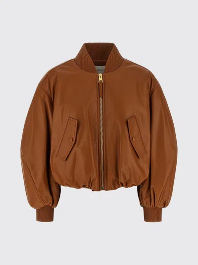 Givenchy Cropped Cocoon Bomber In Nappa Leather In Brown